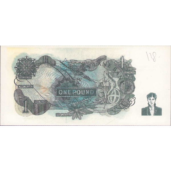 Beatles hatırası, Pennylane Bank, One [Bir] Pound, 14x6 cm