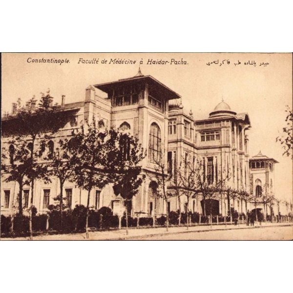 Osmanlı dönemi kartpostal, Haydarpaşa Tıp Fakültesi, Constantinople, Editör M.J.C.