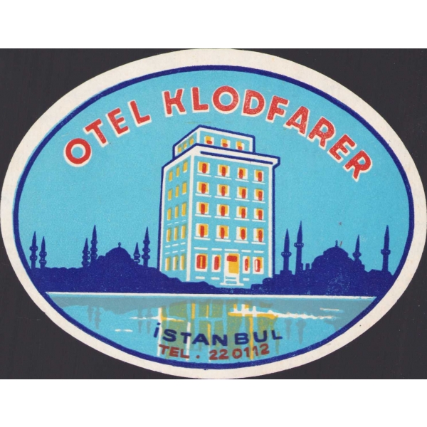 Otel Klodfarer İstanbul etiket, 12x9 cm