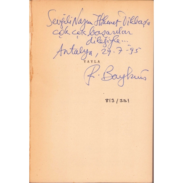 Fakir Baykurt'tan İmzalı ve İthaflı Romanı: Yayla, Dördüncü Baskı, 1982, 275 sayfa, 14x20 cm