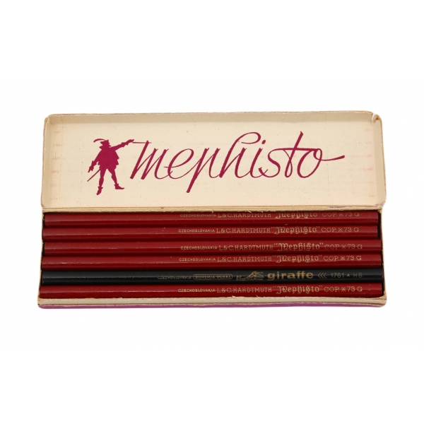 L & C. Hardtmuth N. C. Czechoslovakia - Mephisto renkli kurşun kalem seti, 18x5x2 cm