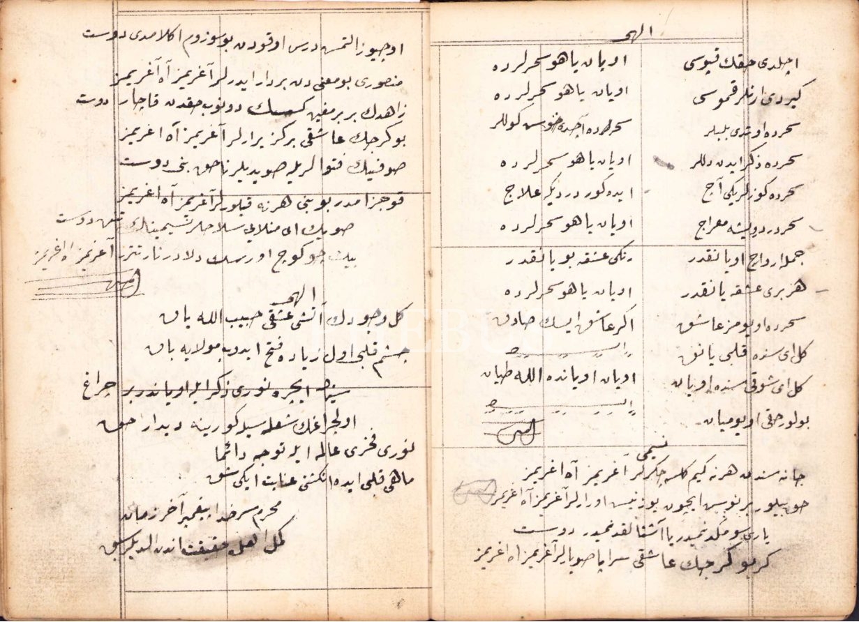 Osmanlıca Muhtelif İlahi, Divan, Kaside ve Gazeller Yazılı El Yazması Mecmua, 1330 tarihli, 14 varak, 11x16 cm, haliyle