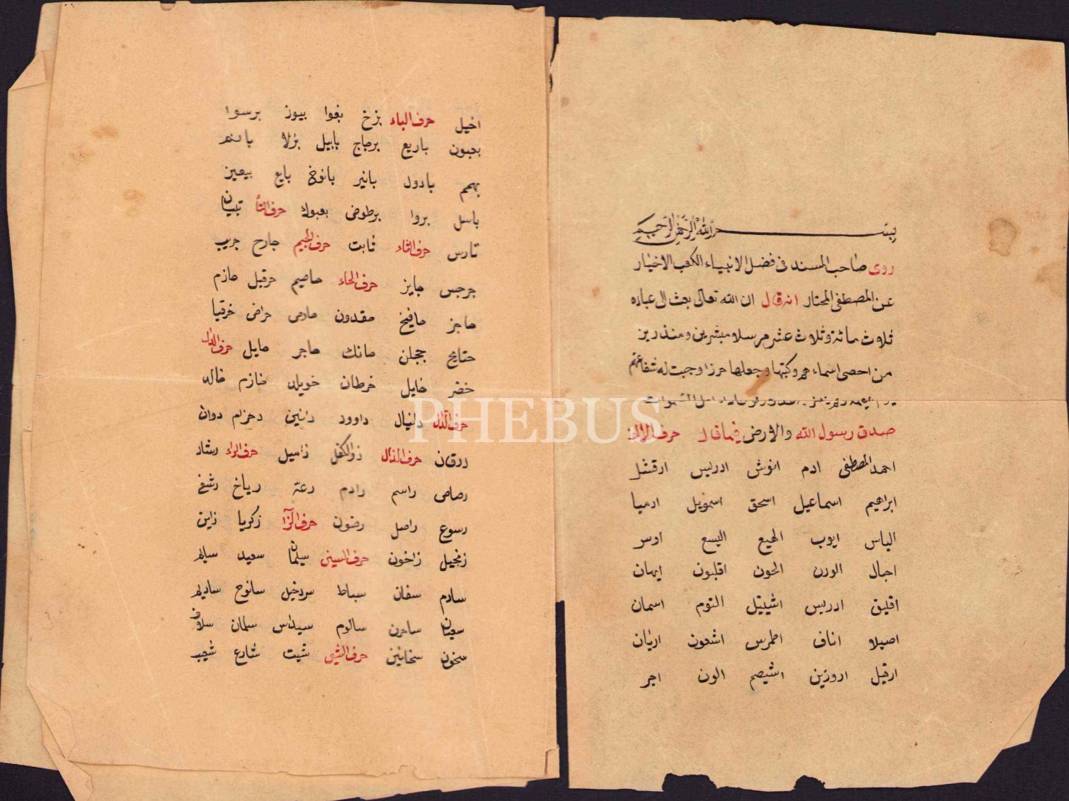 Peygamber isimleri yazılı Osmanlıca risale, 3 sayfa, 10x15 cm, haliyle