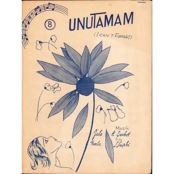 İskender Kutmani'den nota, Unutamam (Tango), İstanbul, 32x48 cm