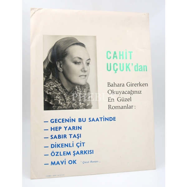Cumhuriyetin İlk Kadın Yazarlarından Cahit Uçuk'un Romanlarının Tanıtım Kartoneti, 39x30 cm