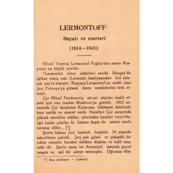 İblis, Lermontof, Tercüme Edenler: Avni İnsel ve Vecihi Görk, Hilmi Kitabevi, 1937, 64 sayfa, 12x18 cm