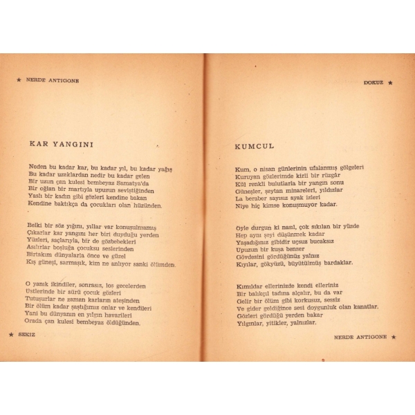Edip Cansever, Nerde Antigone, İlk Baskı, 1961, Yeditepe Yayınları, 44 sayfa