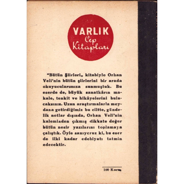 Nesir Yazıları, Orhan Veli, Varlık Yayınları, Mart 1953