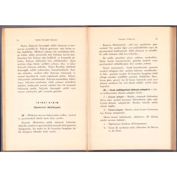 Deniz Ticareti Hukuku, Mekki H. Gelenbeg, İstanbul Halk Basımevi, 1938 tarihli, 181 sayfa, 17x25 cm