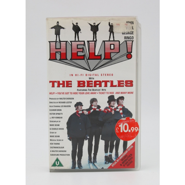 Avrupa Baskı The Beatles - Help! VHS kaseti, Özel 30. yıl dönümü sürümü, 12x20 cm