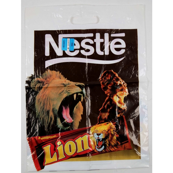 Nestle Lion görselli, çift taraflı poşet, 34x46 cm