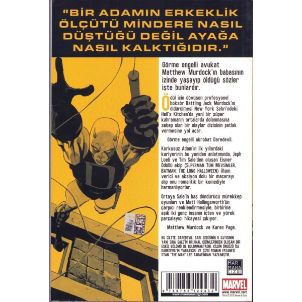 Daredevil Sarı, Jeph Loeb & Tim Sale, Marvel, Marmara Çizgi, Ocak 2012, 16x24 cm