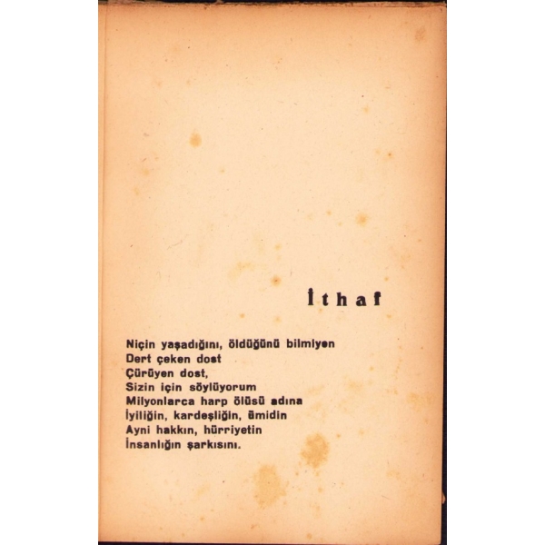 Cahit Saffet Irgat'ın İkinci Cihan Harbi Şiirleri: Rüzgarlarım Konuşuyor, Kapak: Agop Arad, İstanbul, 47 sayfa