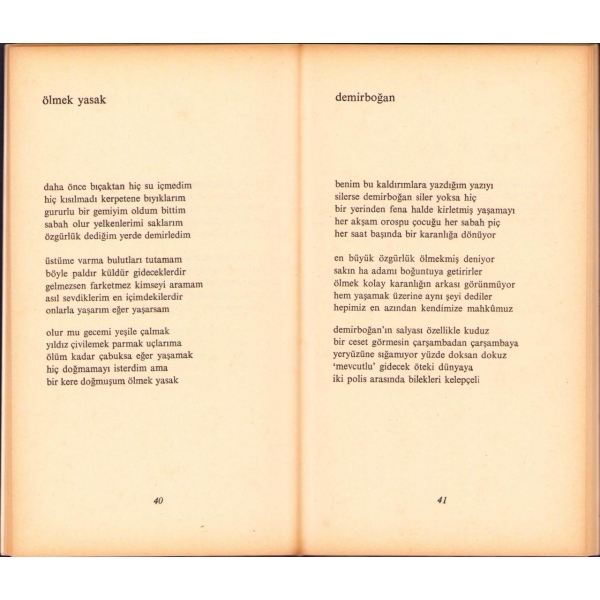 Yasak Sevişmek -Şiirler-, Attila İlhan, İkinci Baskı, Bilgi Basımevi, 1971, 107 sayfa