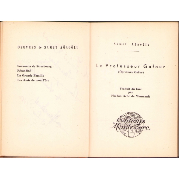 Le Professeur Gafour, Samet Ağaoğlu, Fransızca, 1957, 121 sayfa