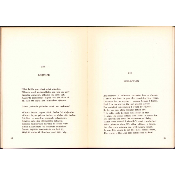 Selected Poems [Seçme Şiirler], Yahya Kemal, Türkçe-İngilizce, Mütercim Behlül Toygar'dan İmzalı ve İthaflı, 1962, 79 sayfa