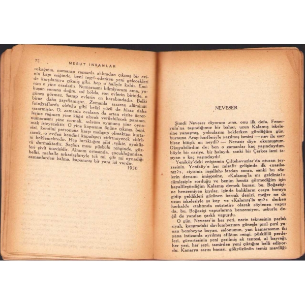 Mesut İnsanlar Fotoğrafhanesi, Ziya Osman Saba, İlk Baskı, Varlık Yayınları, 1952, 110 sayfa