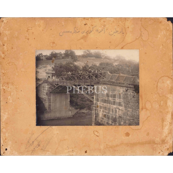 Bartın Asma Köprü üzerinde hatıra fotoğrafı, paspartulu, 24x30 cm