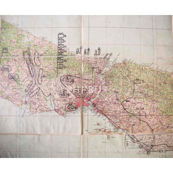 İstanbul ve çevresini gösterir gizli ve hizmete özel bez harita, 90x111 cm