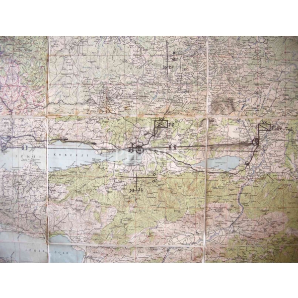 İstanbul ve çevresini gösterir gizli ve hizmete özel bez harita, 90x111 cm