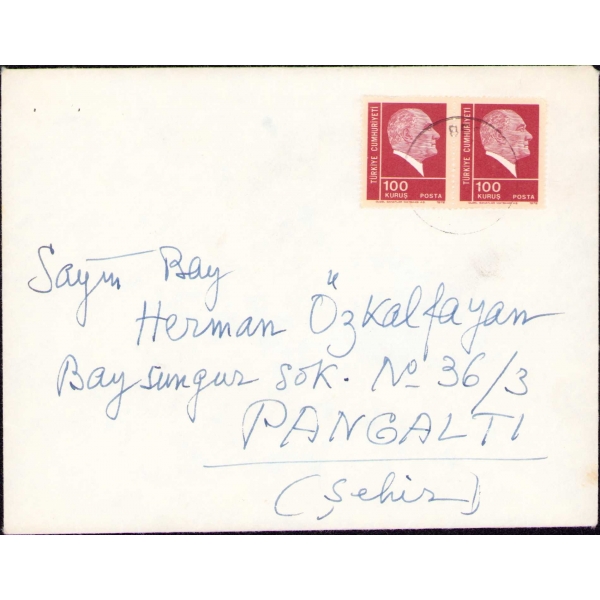 Devlet Sanatçısı Cemal Reşit Rey'den Besteci Herman Özkalfayan'a Gönderilmiş 4 Ekim 1976 Tarihli Teşekkür Mektubu, Orijinal Zarfı İçinde, Zarf 17x13 cm, 24x30 cm