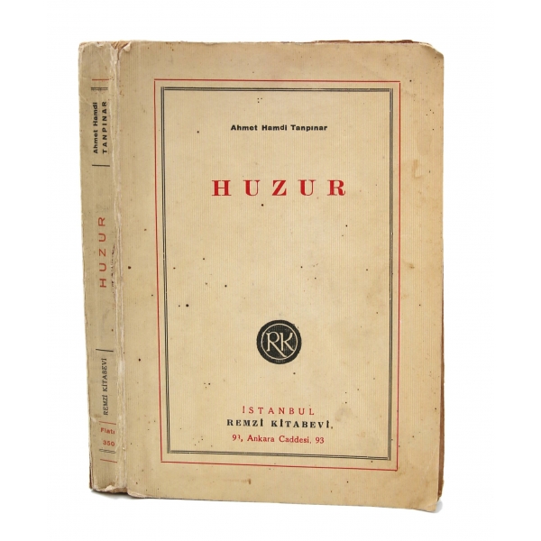 Huzur, Ahmet Hamdi Tanpınar, Remzi Kitabevi, İstanbul 1949, bazı sayfalar sırttan ayrılmış