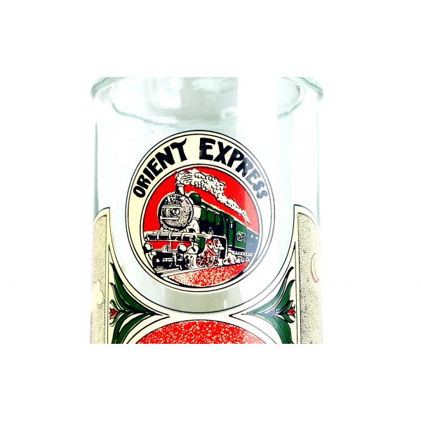Orient Express Paris-İstanbul hattı büyük boy cam makarna kavanozu, 1930lar