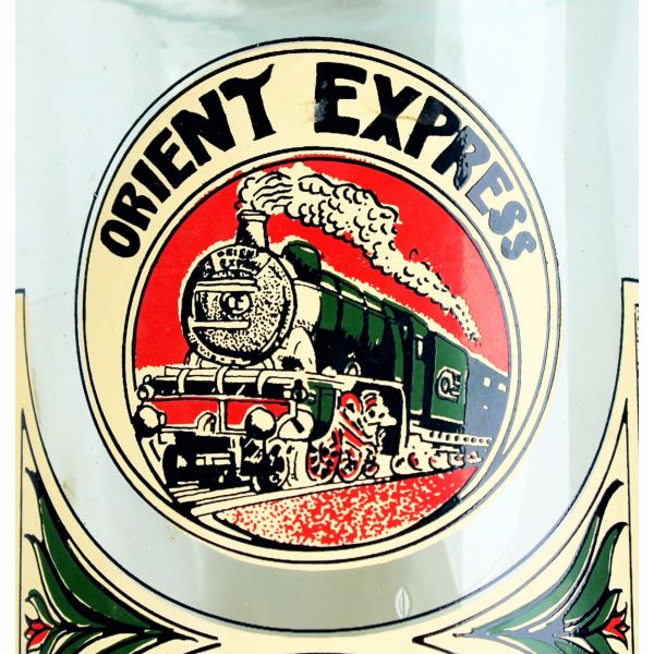 Orient Express Paris-İstanbul hattı büyük boy cam makarna kavanozu, 1930lar