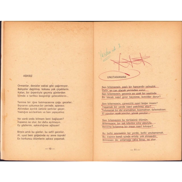 Aşk Mıydı O, Ümit Yaşar [Oğuzcan], Ümit Yaşar Yayınları, Birinci Baskı: Ekim 1969