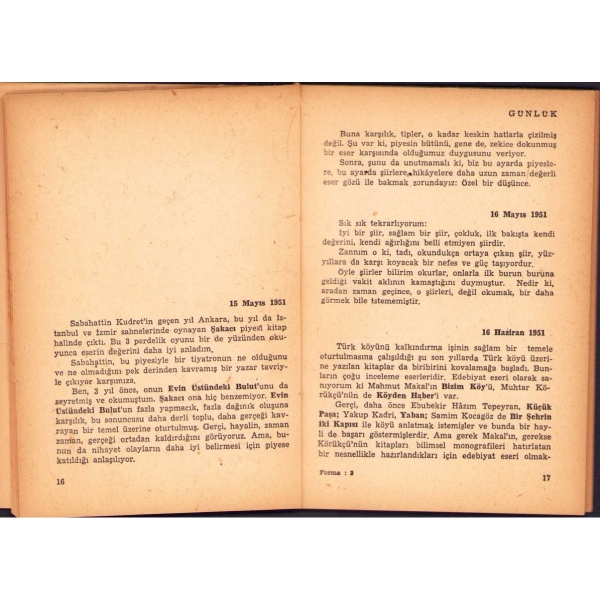 Salah Birsel'den Sevgi Sanlı'ya İthaflı ve İmzalı ''Günlük'', Yeditepe Yayınları, Aralık 1955, sayfaları açılmamış