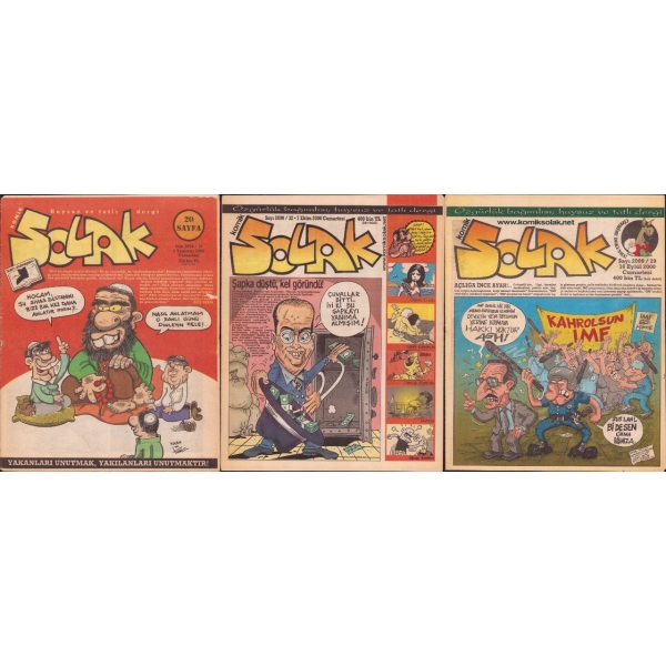 Üç adet Komik Solak dergisi, Sayı: 18-29 ve 32, 27x35 cm