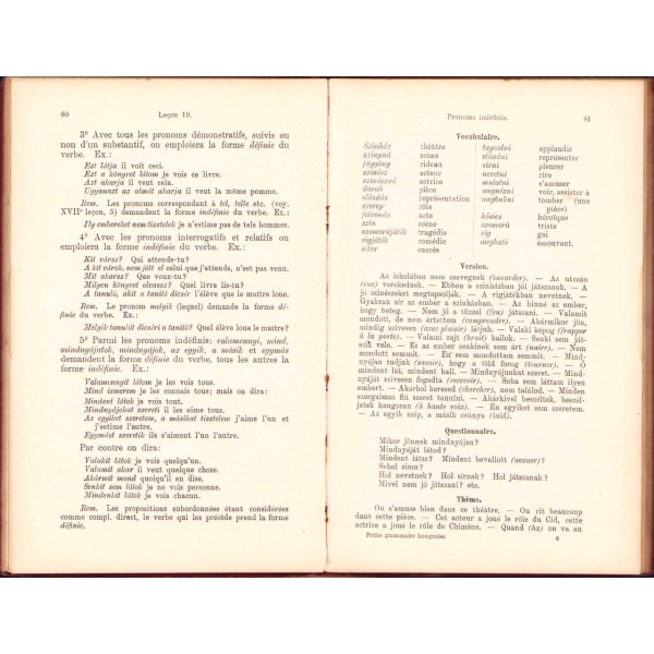 Petite Grammaire Hongroise [Macarca Dilbilgisi], I. Kont, 1908, 202 s., 13x20 cm