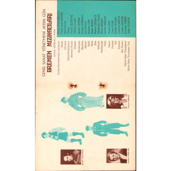 Bremen Mızıkacıları Çocuk Müzikali tanıtım broşürü, İstanbul Devlet Opera ve Balesi Yayınları, 6 sayfa, 20x24 cm, yorgun haliyle