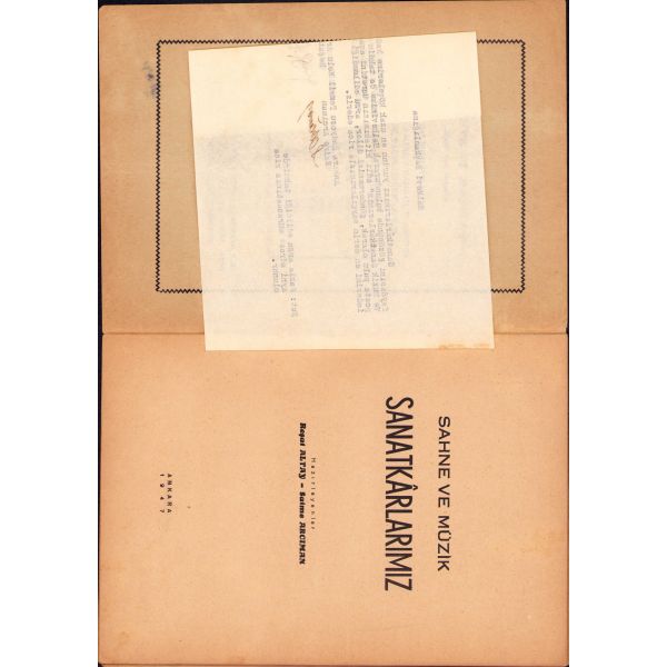 Sahne ve Müzik -Sanatkârlarımız, haz. Reşat Altay-Saime Arcıman, Ankara 1947, 29 s., 17x24 cm
