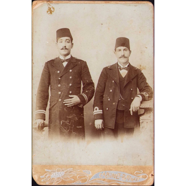 Bahriyeli Osmanlı Subayları Kabin Fotoğraf, 11x16 cm