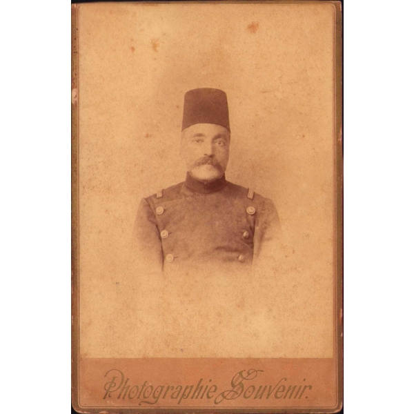 Fesli Osmanlı Subayı Kabin Fotoğrafı, 11x17 cm