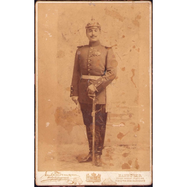 1899'da Staj Görmek Üzere Gittiği Almanya'daki Askeri Ataşe Üniformasıyla Mehmed Şükrü [Sagun] Paşa, 13x21 cm
