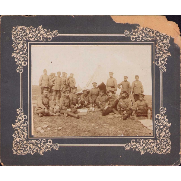 Cephede Çadır Önünde Kart Oynayan Bulgar Askerleri, 16x12 cm