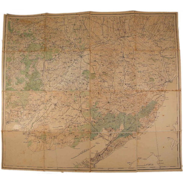 Osmanlıca Tekirdağ Haritası, Mehmed Şükrü [Sagun] Paşa'nın Terekesinden, 70x65 cm