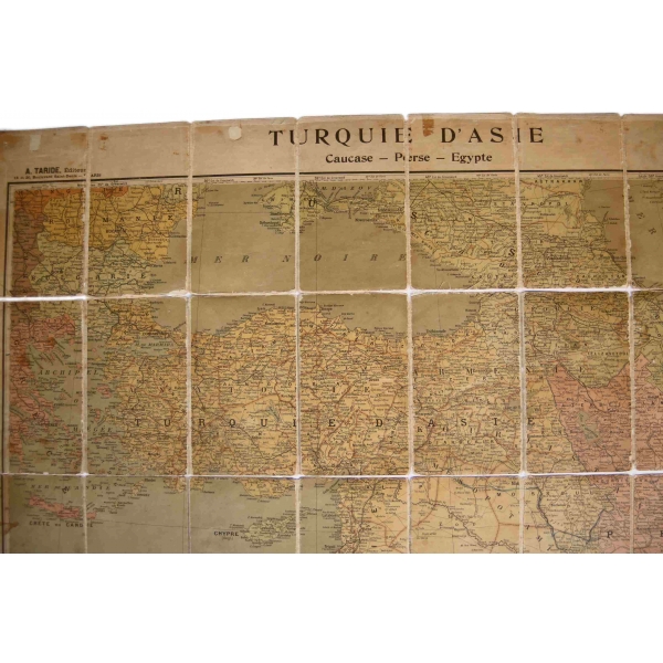 Fransızca Türkiye ve Avrasya haritası, Kafkaslar, İran ve Mısır, iki parça haliyle, Mehmed Şükrü [Sagun] Paşa'nın Terekesinden, 93x80 cm