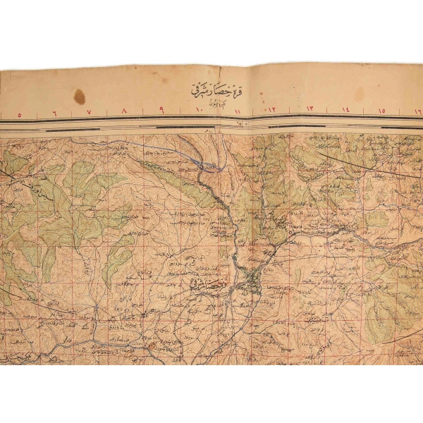 Osmanlıca Karahisâr-ı Şarkî [Şebinkarahisar] Haritası, Erkan-ı Harbiye-yi Umumiye Matbaası'nda Basılmış, Mehmed Şükrü [Sagun] Paşa'nın Terekesinden, 60x50 cm