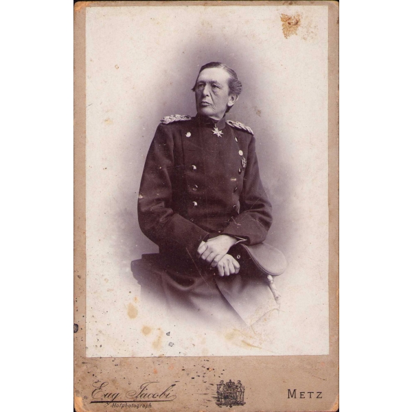 Alman Ordusundan Üniformalı Demir Haç Madalyalı Bir Kumandan Kabin Fotoğrafı, Eug Jacobi Fotoğrafhanesi, 11x17 cm