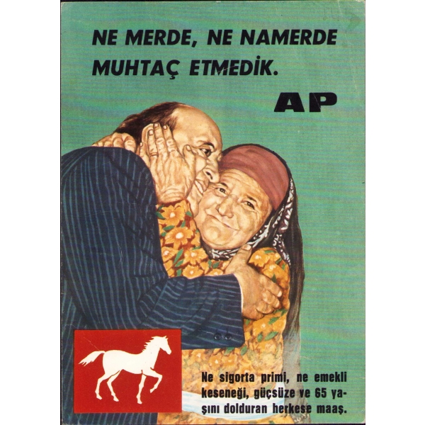 Adalet Partisi propaganda kartı, 12x17 cm
