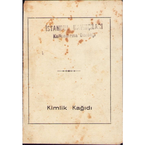 Fotoğraflı kimlik kâğıdı, İstanbul Kayıkçıları Kalkındırma Derneği, 12x17 cm