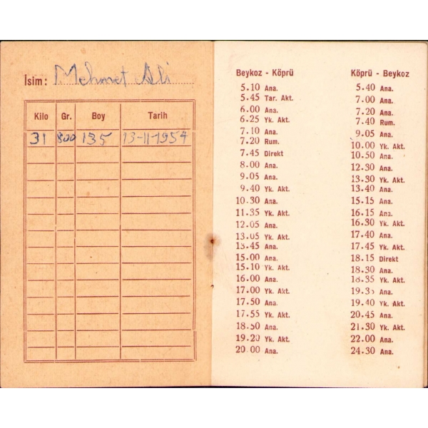 Yeni Eczane Kemal Pamukcu'dan şahsi not defteri, 1955 yılı, 7x11 cm