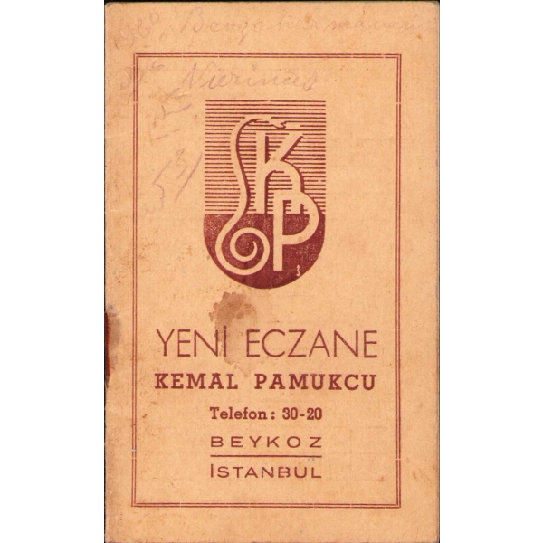 Yeni Eczane Kemal Pamukcu'dan şahsi not defteri, 1955 yılı, 7x11 cm