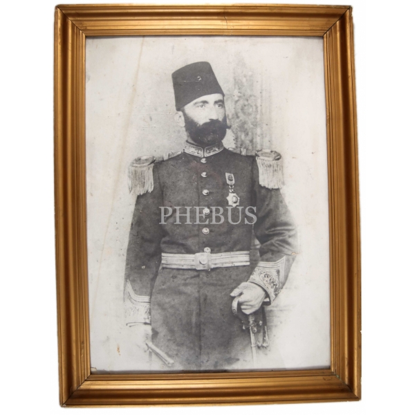 Madalyalı Üniformasıyla Yüksek Rütbeli Paşa Fotoğrafı, 40x57 cm