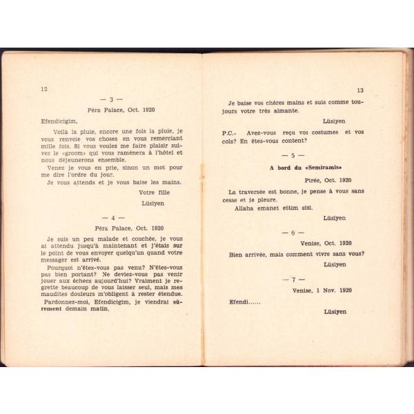 Şâir-i Azam Abdülhak Hamid Tarhan'ın Büyük Aşkı Lüsyen Hanım'dan İmzalı ve İthaflı Fransızca Abdülhak Hamid'e Mektuplar: Lettres a Abdülhak Haamit, 1932, İstanbul, 192 sayfa, 11x18 cm