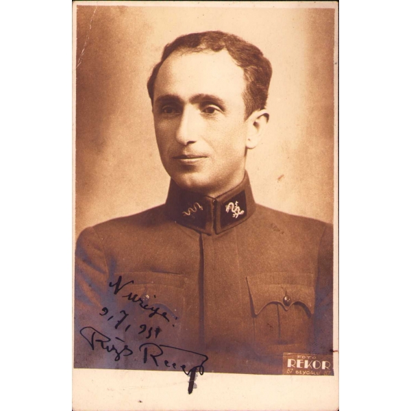 İthaflı sağlık subayı hatıra fotoğrafı, 1931 tarihli, Foto Rekor-Beyoğlu