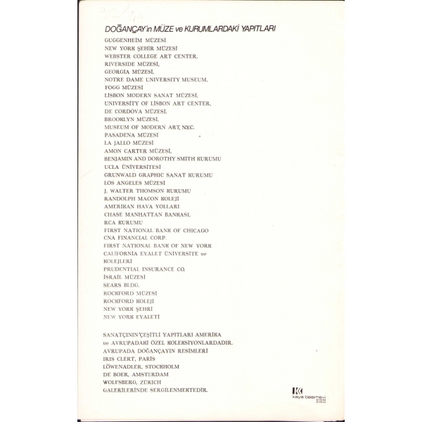Burhan Doğançay'dan İthaflı ve İmzalı Resim Sergisi Davetiyesi, Galeri Baraz, 1 Eylül 1976, 4 sayfa, 15x23 cm